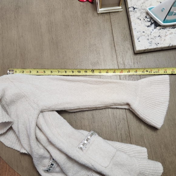 Apt 9 Wool Cotton Blend Ruffled Sweater Cardigan Size Medium - Picture 9 of 10